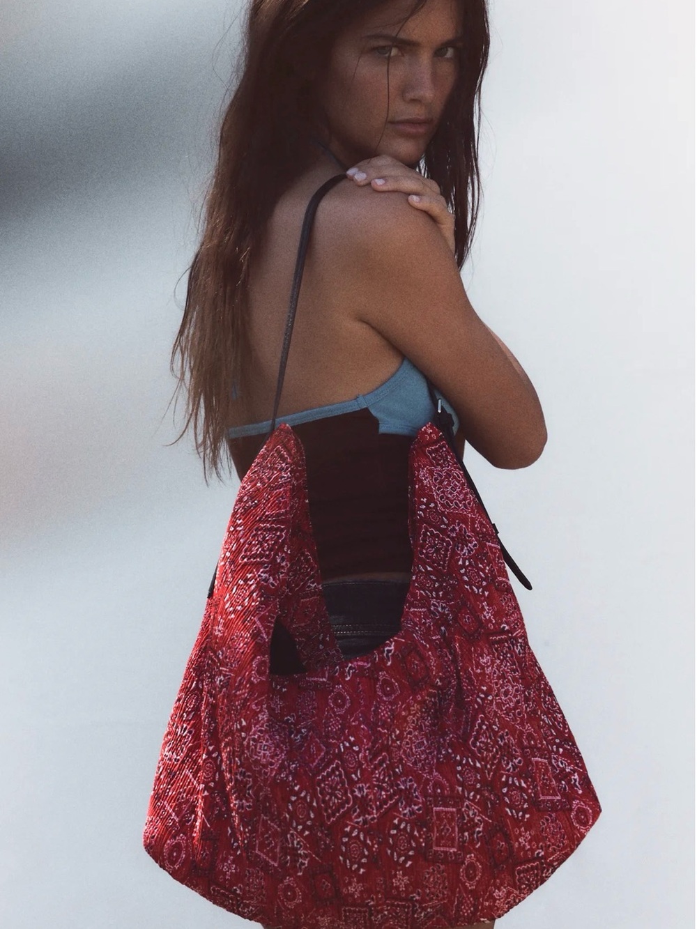 ZARA Boho Bandana Printed Woven Shopper Bag - Picture 2 of 7